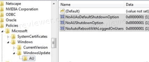 Disable Update And Shutdown With A Registry Tweak