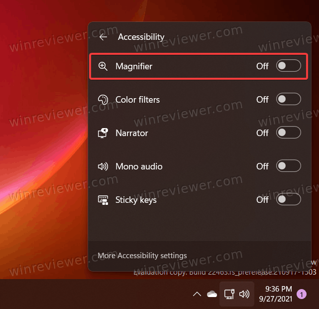 Windows 11 включить экранную лупу