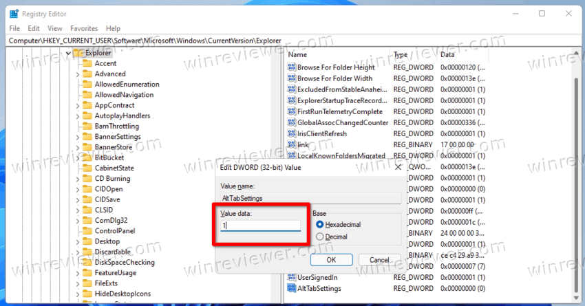 Включить классический диалог Alt+Tab в Windows 11
